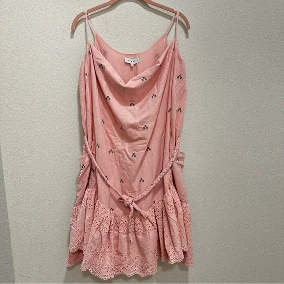 Ash&Eden Pink Daksha Mini Eyelet Dress sz L - Picture 4 of 9